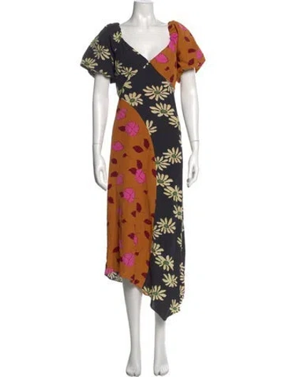 Pre-owned Rhode Floral Print Midi Length Dress In Multi