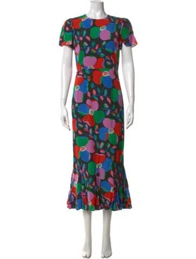Pre-owned Rhode Floral Print Midi Length Dress In Multicolor