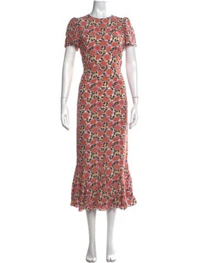 Pre-owned Rhode Floral Print Midi Length Dress In Multicolor