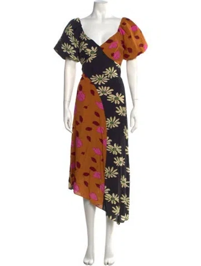Pre-owned Rhode Floral Print Midi Length Dress In Multicolor