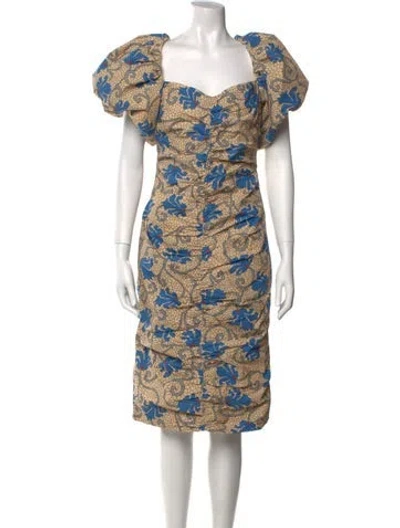 Pre-owned Rhode Floral Print Midi Length Dress In Neutral