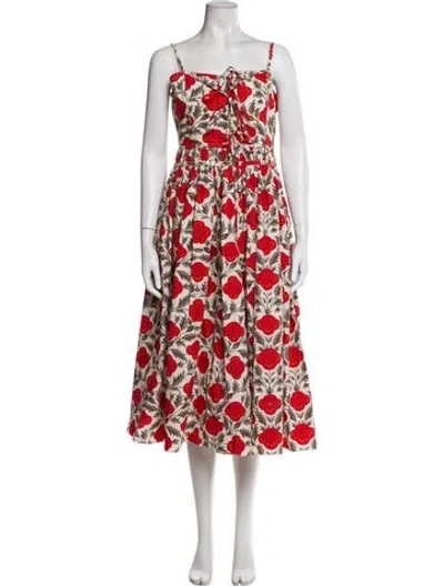 Pre-owned Rhode Floral Print Midi Length Dress In Neutral