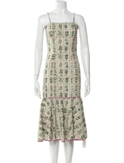 Pre-owned Rhode Floral Print Midi Length Dress In Neutral