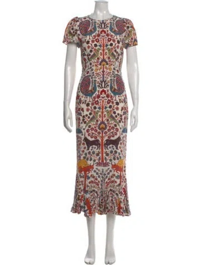 Pre-owned Rhode Floral Print Midi Length Dress In Neutral