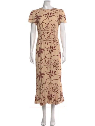 Pre-owned Rhode Floral Print Midi Length Dress In Neutral