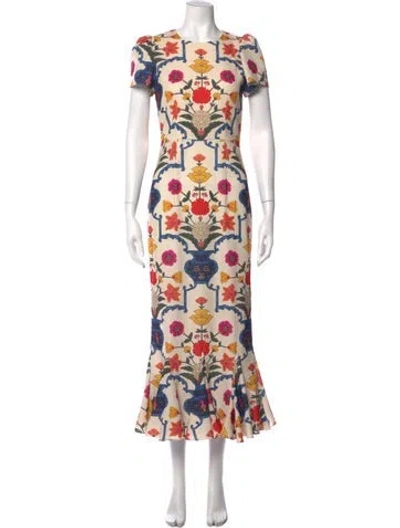 Pre-owned Rhode Floral Print Midi Length Dress In Neutral