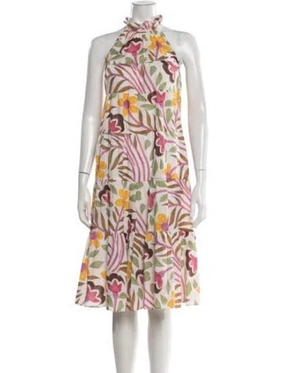 Pre-owned Rhode Floral Print Midi Length Dress In Neutral