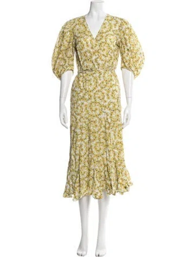 Pre-owned Rhode Floral Print Midi Length Dress In Neutral