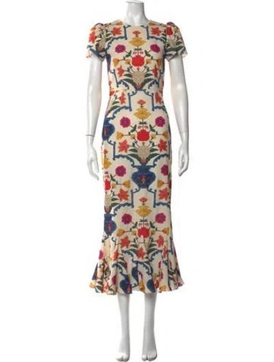 Pre-owned Rhode Floral Print Midi Length Dress In Neutrals