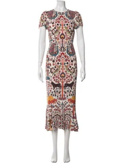 Pre-owned Rhode Floral Print Midi Length Dress In Neutrals