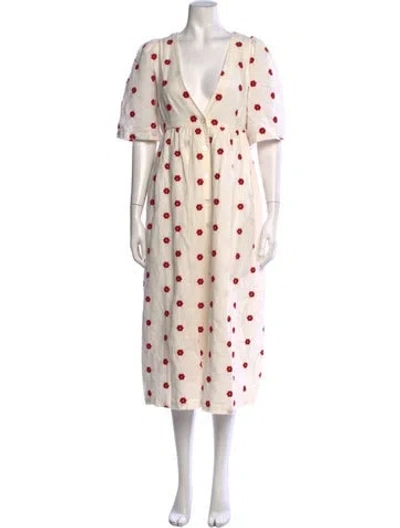 Pre-owned Rhode Floral Print Midi Length Dress In Neutrals