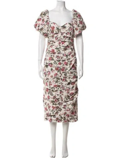 Pre-owned Rhode Floral Print Midi Length Dress In Neutrals