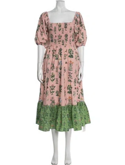 Pre-owned Rhode Floral Print Midi Length Dress In Pink