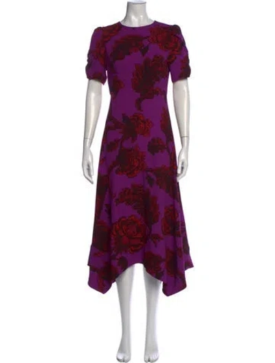 Pre-owned Rhode Floral Print Midi Length Dress In Purple