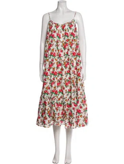 Pre-owned Rhode Floral Print Midi Length Dress In Red