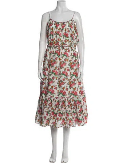 Pre-owned Rhode Floral Print Midi Length Dress In Red