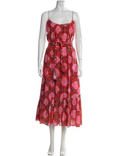 Pre-owned Rhode Floral Print Midi Length Dress In Red
