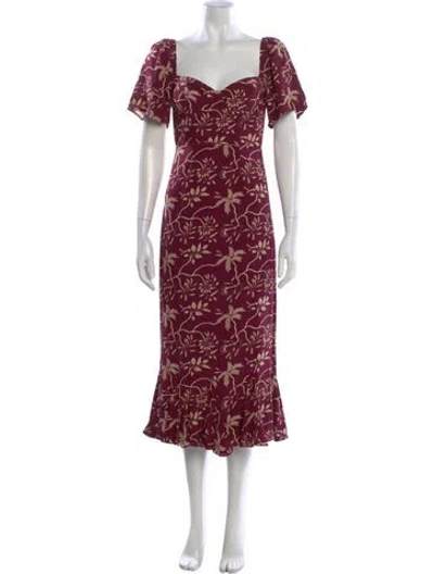 Pre-owned Rhode Floral Print Midi Length Dress W/ Tags In Multi