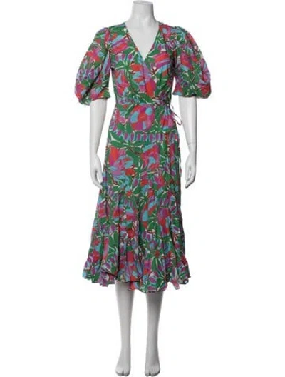 Pre-owned Rhode Floral Print Midi Length Dress W/ Tags In Multicolor