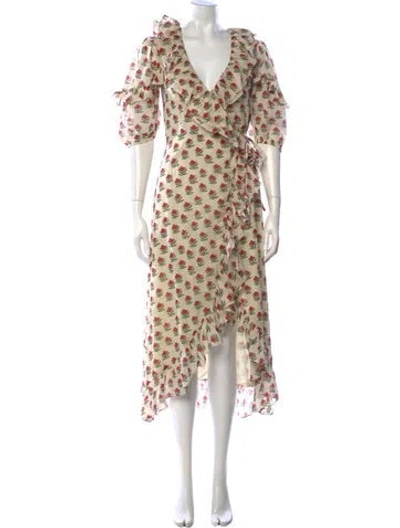 Pre-owned Rhode Floral Print Midi Length Dress W/ Tags In Neutral