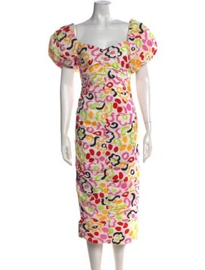Pre-owned Rhode Floral Print Midi Length Dress W/ Tags In Neutrals