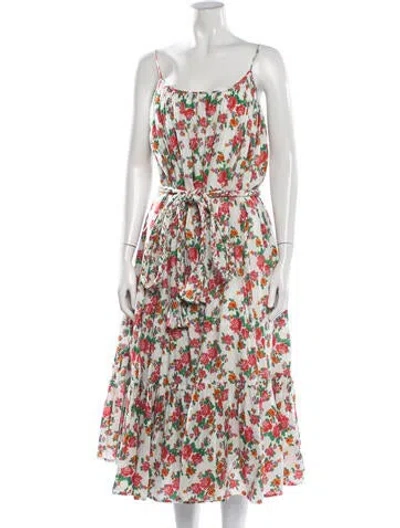 Pre-owned Rhode Floral Print Midi Length Dress W/ Tags In White