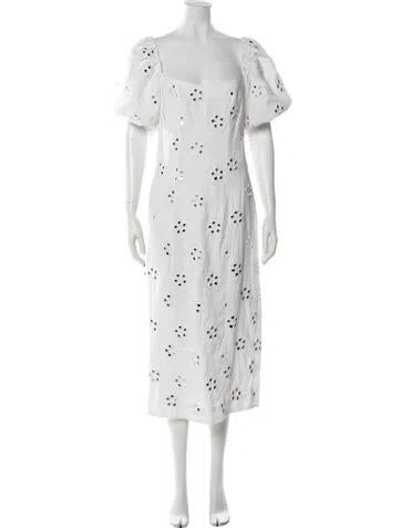 Pre-owned Rhode Floral Print Midi Length Dress In White