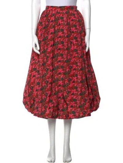 Pre-owned Rhode Floral Print Midi Length Skirt In Black