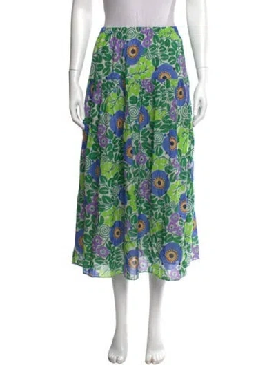 Pre-owned Rhode Floral Print Midi Length Skirt In Blue