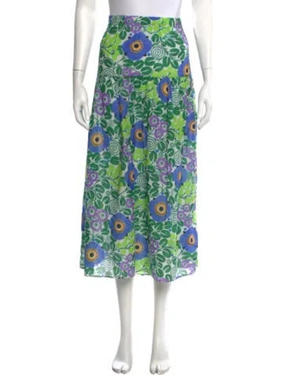 Pre-owned Rhode Floral Print Midi Length Skirt In Blue