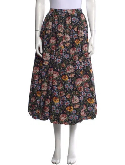 Pre-owned Rhode Floral Print Midi Length Skirt In Blue