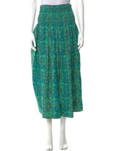 Pre-owned Rhode Floral Print Midi Length Skirt In Green