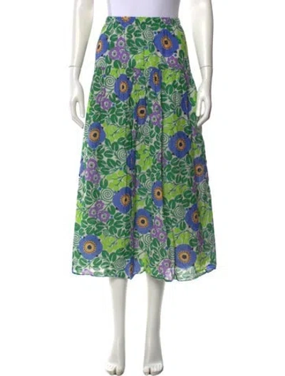 Pre-owned Rhode Floral Print Midi Length Skirt In Green