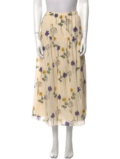 Pre-owned Rhode Floral Print Midi Length Skirt In Neutral