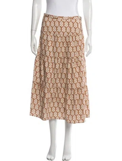 Pre-owned Rhode Floral Print Midi Length Skirt In Neutral