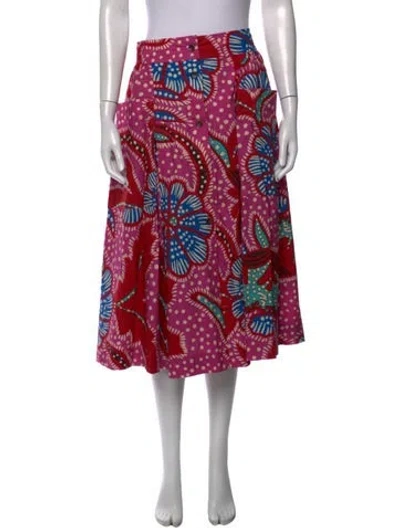 Pre-owned Rhode Floral Print Midi Length Skirt In Purple