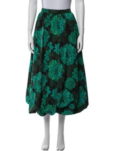 Pre-owned Rhode Floral Print Midi Length Skirt W/ Tags In Green