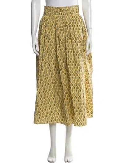 Pre-owned Rhode Floral Print Midi Length Skirt In Yellow