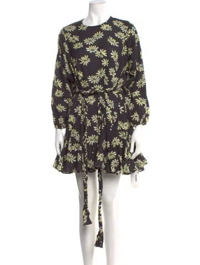 Pre-owned Rhode Floral Print Mini Dress In Black