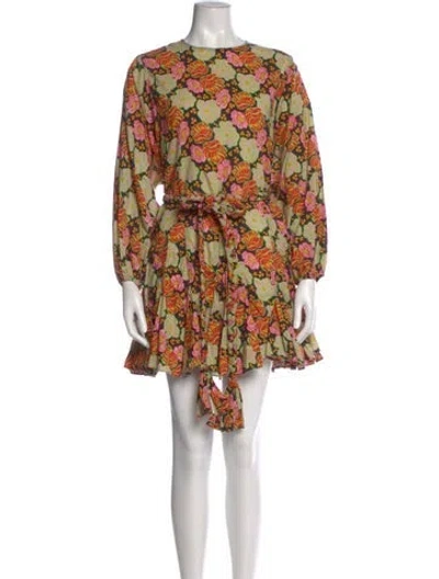 Pre-owned Rhode Floral Print Mini Dress In Black