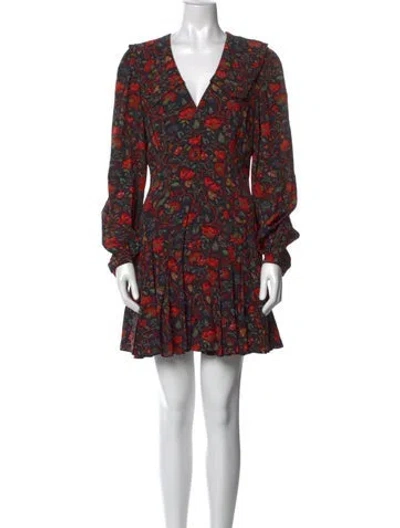 Pre-owned Rhode Floral Print Mini Dress In Black