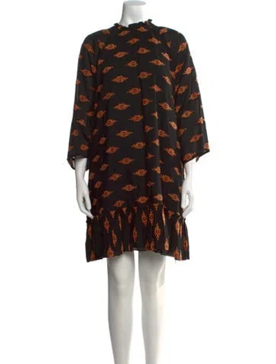 Pre-owned Rhode Floral Print Mini Dress In Black