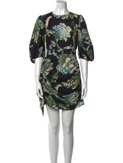 Pre-owned Rhode Floral Print Mini Dress In Black