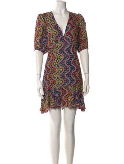 Pre-owned Rhode Floral Print Mini Dress In Black