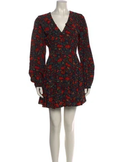 Pre-owned Rhode Floral Print Mini Dress In Black