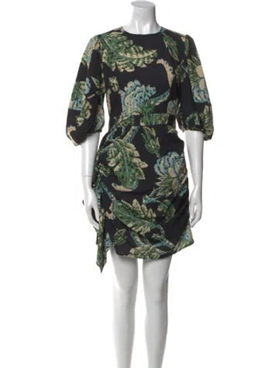 Pre-owned Rhode Floral Print Mini Dress In Black