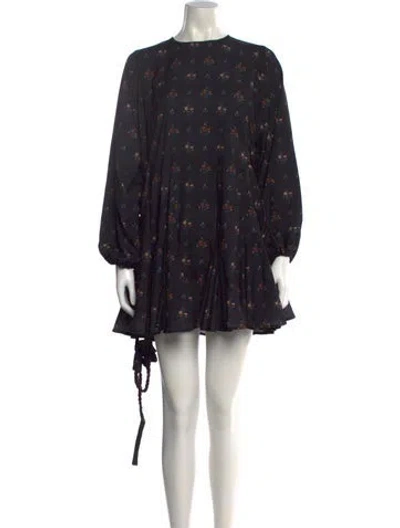 Pre-owned Rhode Floral Print Mini Dress In Black