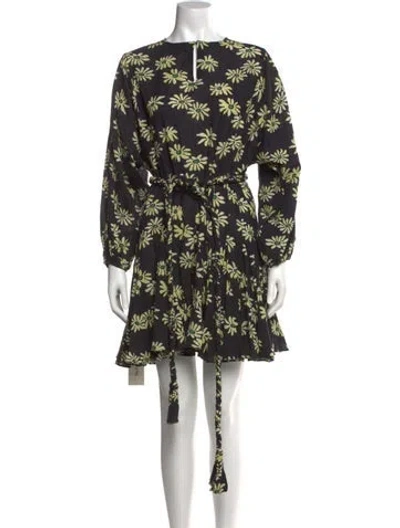 Pre-owned Rhode Floral Print Mini Dress In Black