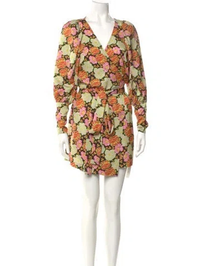 Pre-owned Rhode Floral Print Mini Dress In Black