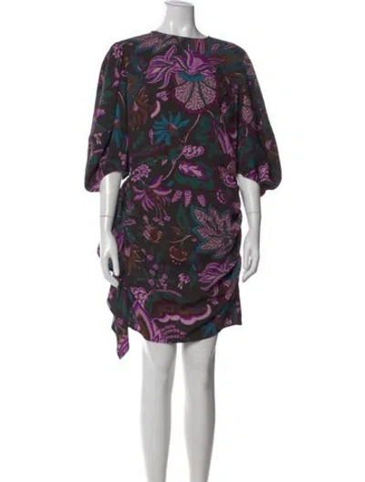 Pre-owned Rhode Floral Print Mini Dress In Black